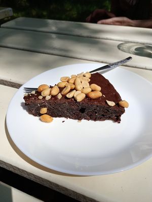 Chocolate and Banana Brownie at Mormors Bakeri in Karlshamn