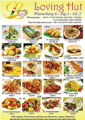 Menu at Loving Hut - Maria Kuhn Gasse in Vienna