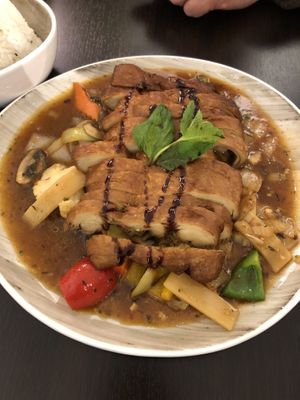 Pecking Special with rice  at Loving Hut - Maria Kuhn Gasse in Vienna
