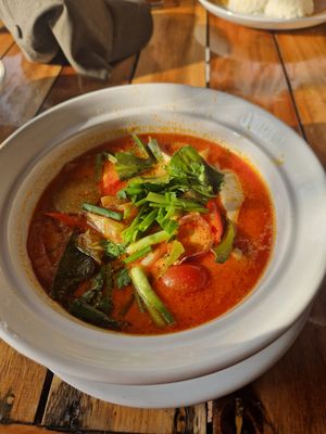 Delicious spicy vegan Tom yum  #Veganuary at Patty's Secret Garden in Koh Lanta