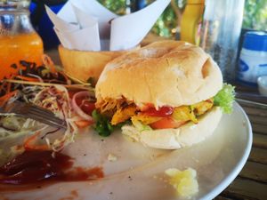 Veggie burger at Patty's Secret Garden in Koh Lanta