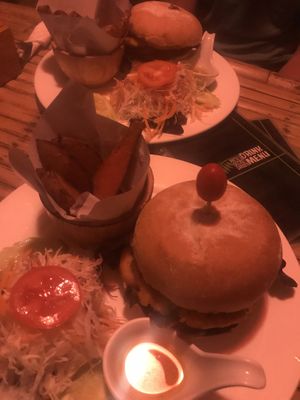 Veggie burgers at Patty's Secret Garden in Koh Lanta