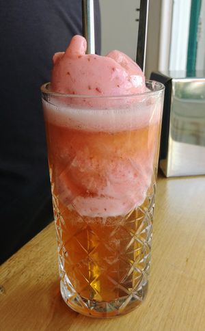 Iced mint tea with strawberry sorbet at Il Melograno Gelateria in Fitzroy