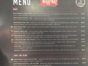 Part of menu  at Wrapway in Charlotte