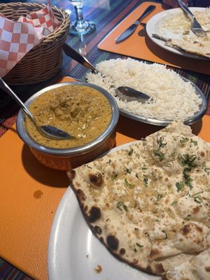 Vegetable Kofta Curry & garlic naan. Vegan options are many and very clearly labeled 🙌  at The Kathmandu - 2100 S in Salt Lake City