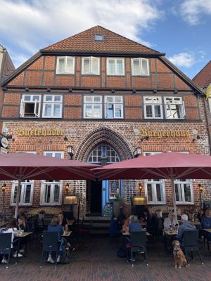 The restaurant is in a charming house from 1548.  at Amadeus in Buxtehude