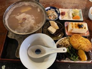 Meal set with tea porrige  at Sawa in Osaka