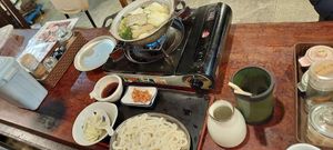 Vegetable hotpot with udon noodles at Sawa in Osaka