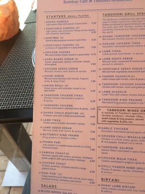 Starter menu at Misbah  in Gran Canaria