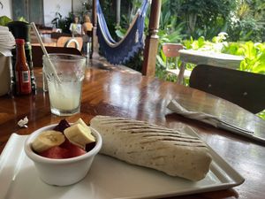 Vegan breakfast burrito   at The Garden Café in Granada