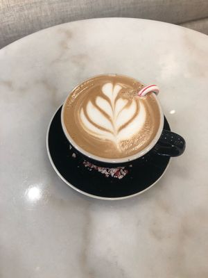 Candy cane mocha with almond milk... perfection!  at Blue Door Coffee in The Woodlands