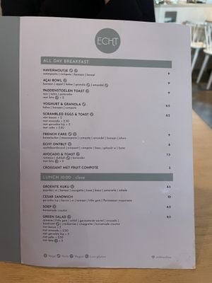 Menu  at ECHT in Bergen