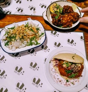 Sweetcorn and nori poppers, rice noodle salad, katsu squash bao at Baby Bao in South West London