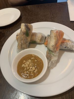 Vegan summer rolls (delicious sauce and they even had avo in them)  at Sen Viet in London