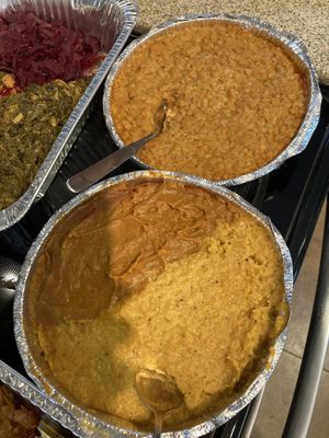 Red lentil curry and the other is have yellow lentil curry and chickpea flour stew  at Teff N' Greens in Calgary