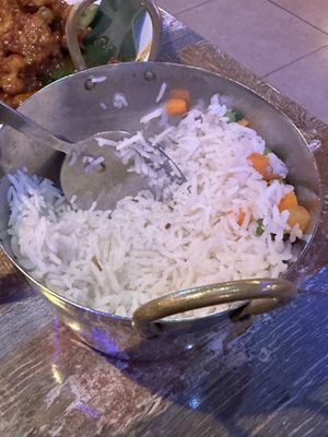 Rice that comes with meals  at Taste of India in Melbourne