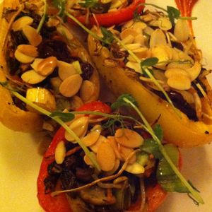 roasted bell peppers stuffed with a vegan filling at Il-Mithna in Mellieha