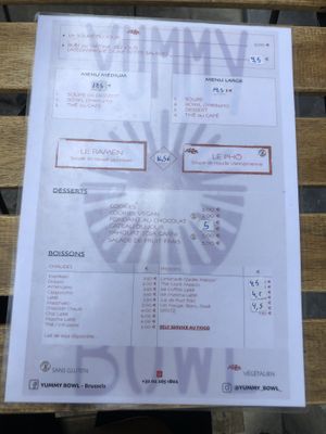 Menu  at Yummy Bowl in Brussels