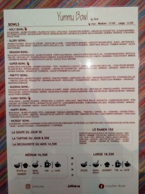 Menu 1/2 at Yummy Bowl in Brussels