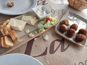 Pate de puerro y croquetas de espinacas y pera at La Teya in Pola De Siero