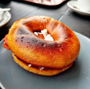 Cream cheese and bacon 🥓 bagel 🥯 at Suzie's Cup of Joy in Cleethorpes