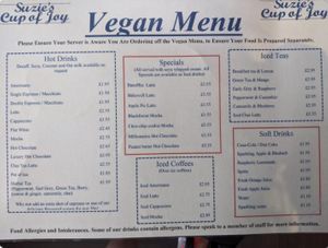 Suzie's Cup of Joy - Vegan Menu 2 at Suzie's Cup of Joy in Cleethorpes