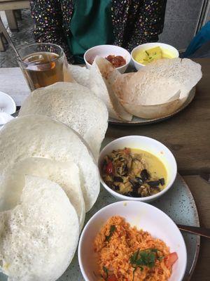 Sri lankan specialty: hoppers with vegan sides. at Sigiriya in Berlin