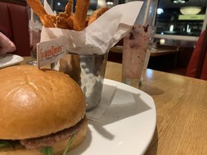 Beyond Miso Burger and sweet potato fries   at Silver Diner in Elkridge