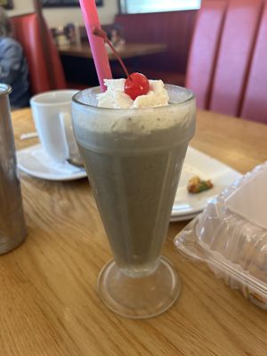 Vegan grass hopper shake  at Silver Diner in Elkridge