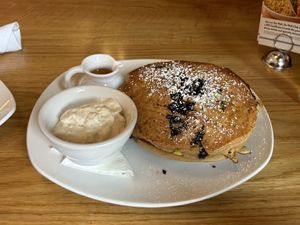 Oatmeal protein pancakes were delicious and so filling. Only ate half!  at Silver Diner in Elkridge