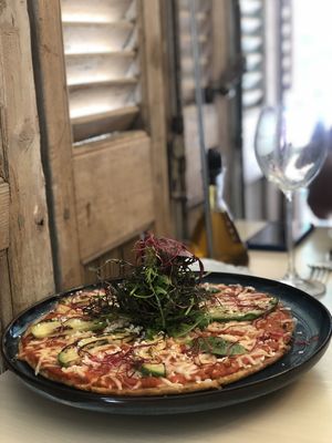 Vegan pizza  at Epiphany's Kitchen in Ghent