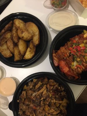 Potatoes and Jerusalem mix at Hummus Bar in Haifa