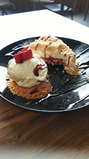 Cheese cake at Hummus Bar in Haifa