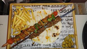 Shiskebbab at Hummus Bar in Haifa