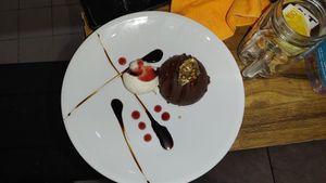 Gluten free chocolate mousse and vanilla ice cream at Hummus Bar in Haifa