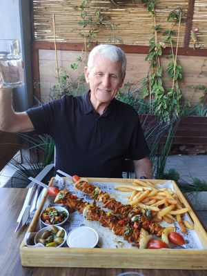 Vegan chicken kebab. Amazing at Hummus Bar in Haifa