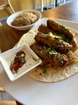 Middle eastern kebab  at Hummus Bar in Haifa