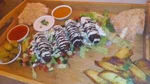 Kebab platter at Hummus Bar in Haifa