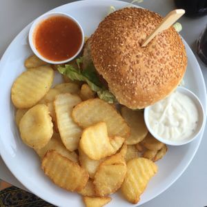 Beyond burger  at Hummus Bar in Haifa