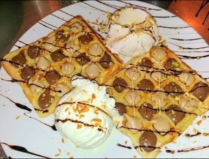 Waffles at Hummus Bar in Haifa