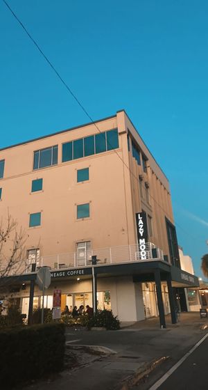 outside! same building as lineage coffee at Lazy Moon Pizza - Colonial Dr in Orlando