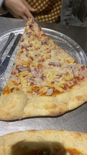 Vegan cheese, pineapple, onion, garlic  at Lazy Moon Pizza - Colonial Dr in Orlando