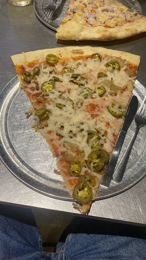 Vegan cheese, jalapeño, Carmalized onions   at Lazy Moon Pizza - Colonial Dr in Orlando