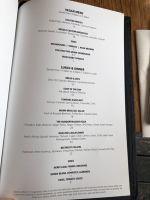 Vegan menu at The Quay in Whangarei