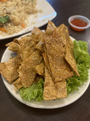 Fried tofu skin   at Tanny Vegetarian House in Penang
