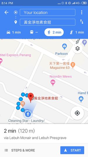 More accurate location of the restaurant at Tanny Vegetarian House in Penang