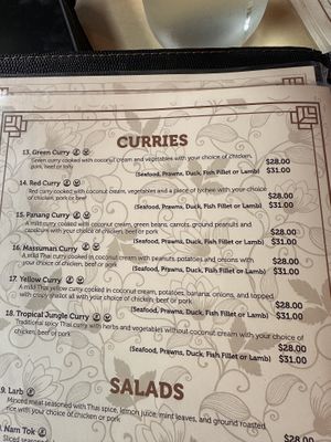  Vegan options clearly markedd  at Thai Thani in Tauranga