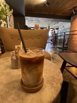 Iced latte with vegan milk    at The Hand Coffee in Kusadasi