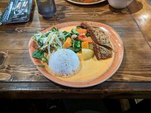 Vegan duck (veggies had butternut squash) at Gate 57 in Berlin