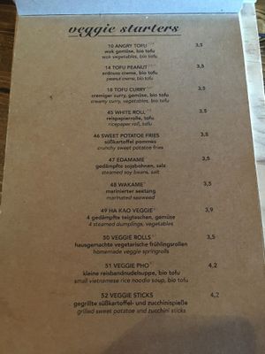 Menu  at Gate 57 in Berlin